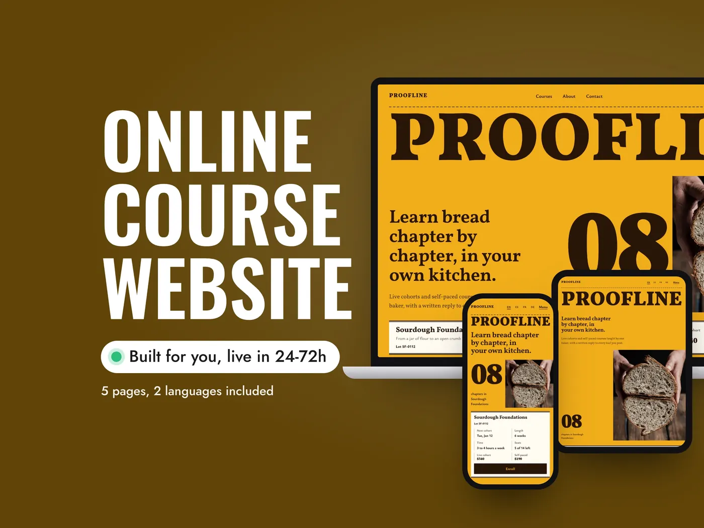 PROOFLINE, Personalized website, view 1