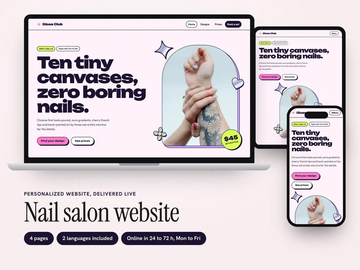 Gloss Club, Personalized website, view 1