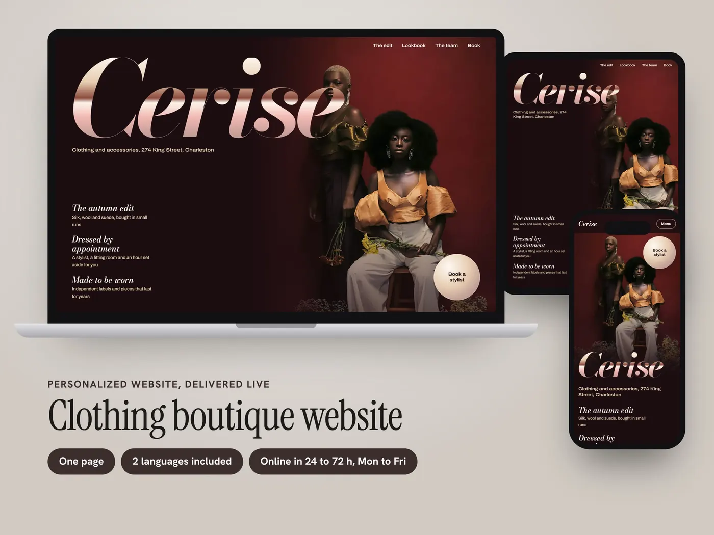 Cerise Boutique, Personalized website, view 1