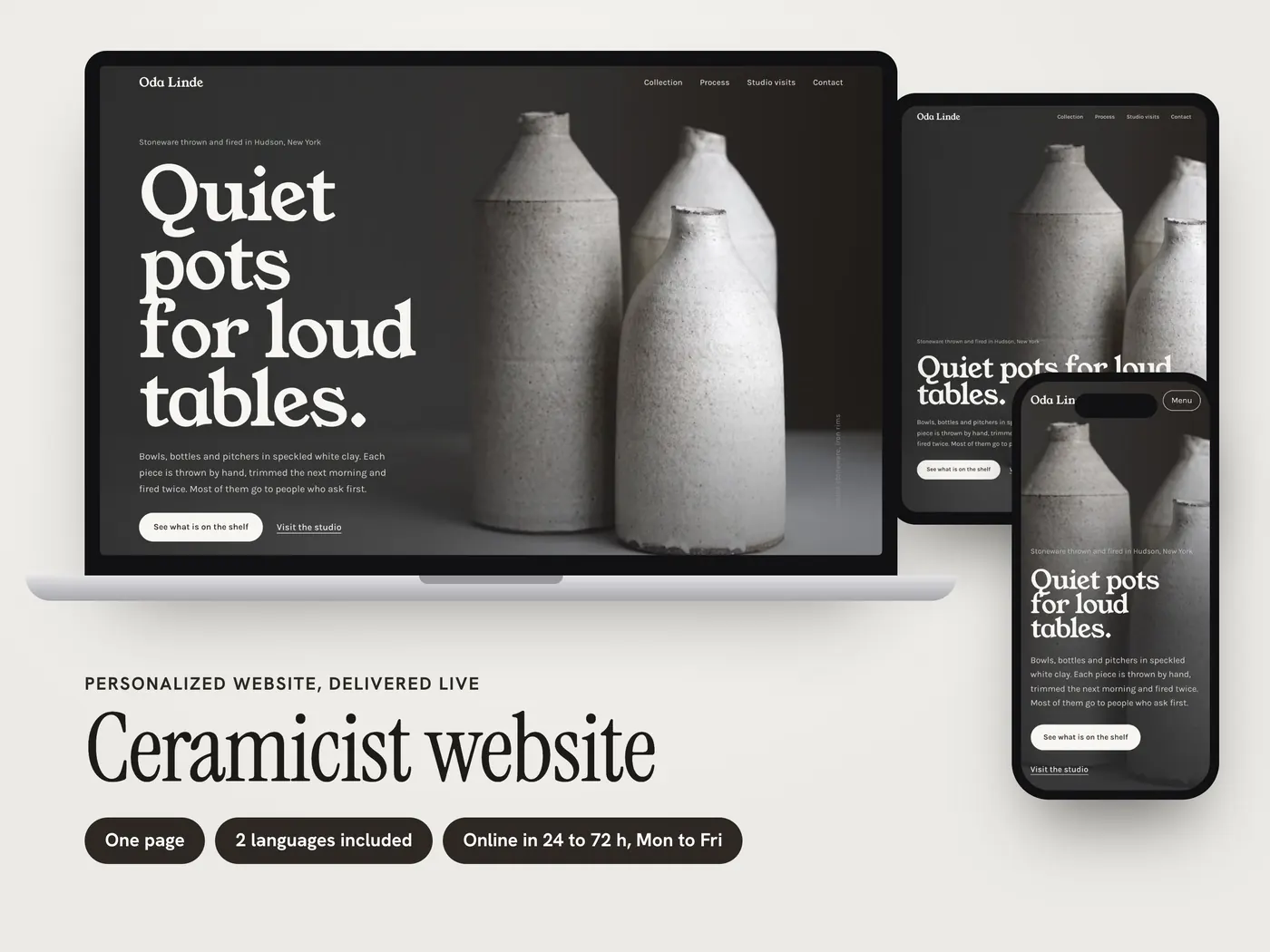 Oda Linde Stoneware, Personalized website, view 1