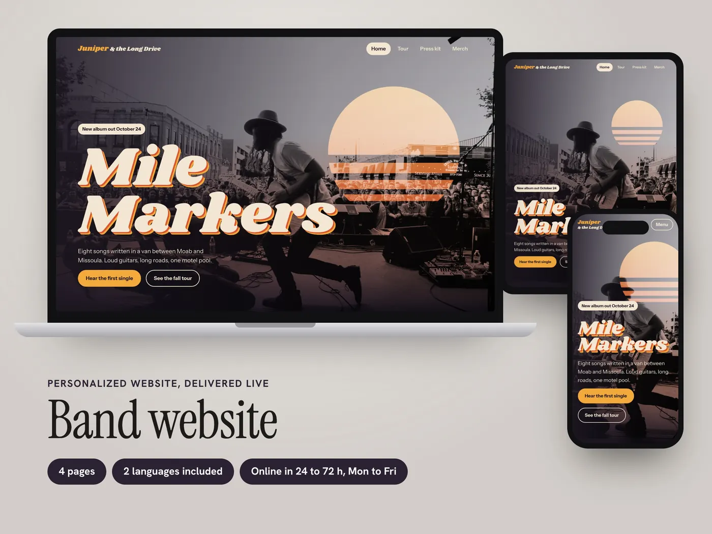 Juniper & the Long Drive, Personalized website, view 1