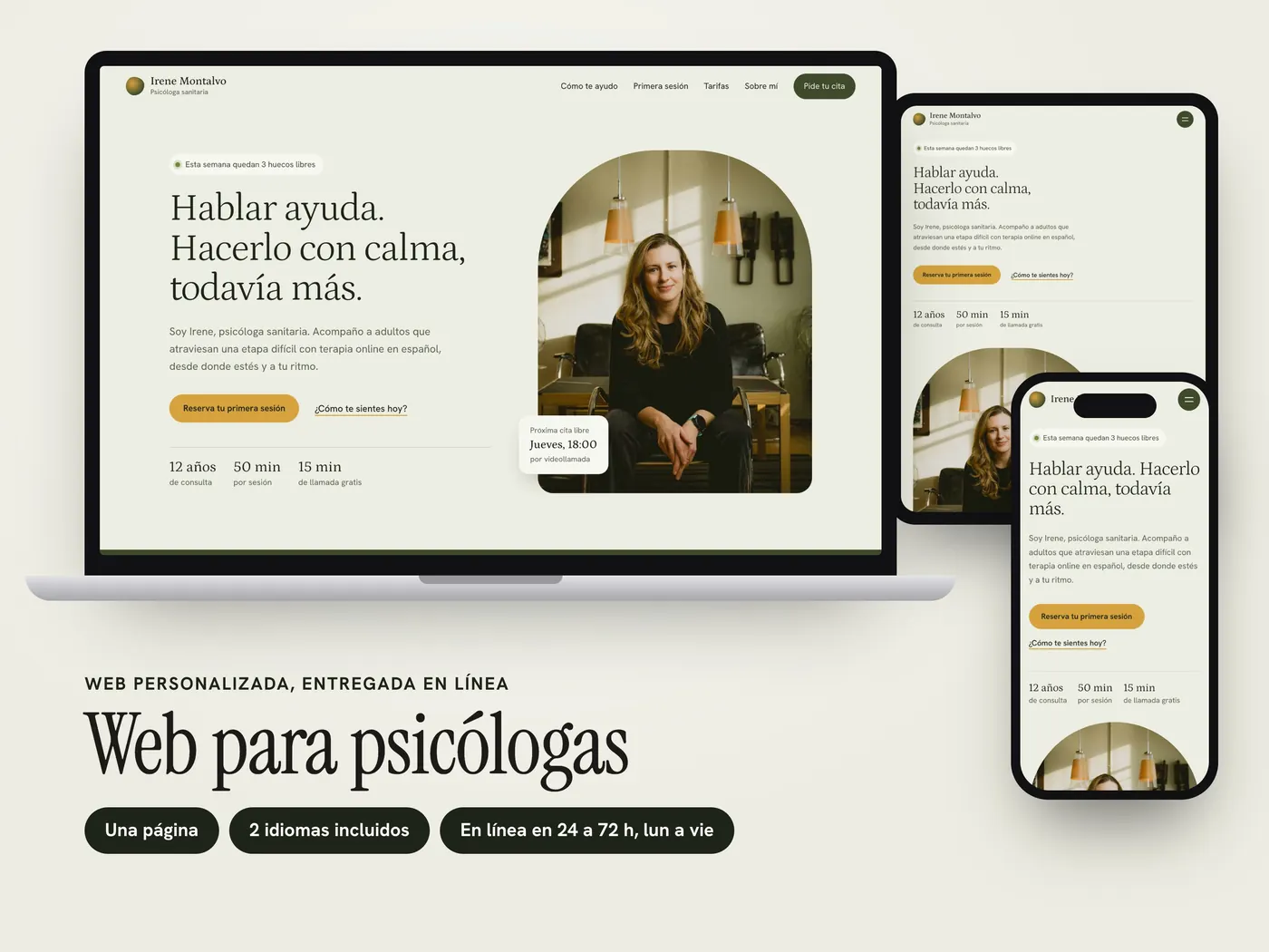 Irene Montalvo, Personalized website, view 1