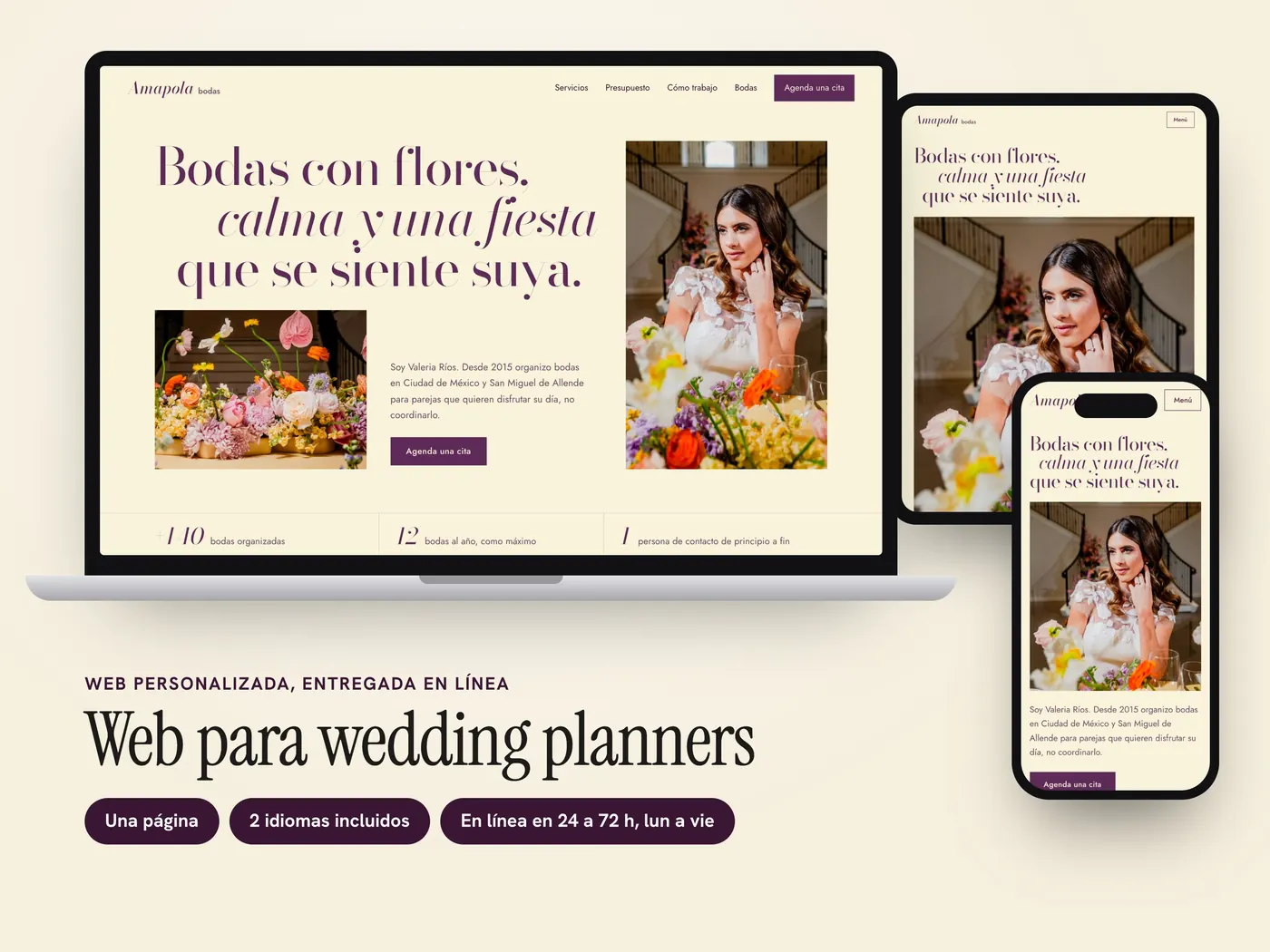 Amapola Bodas, Personalized website, view 1