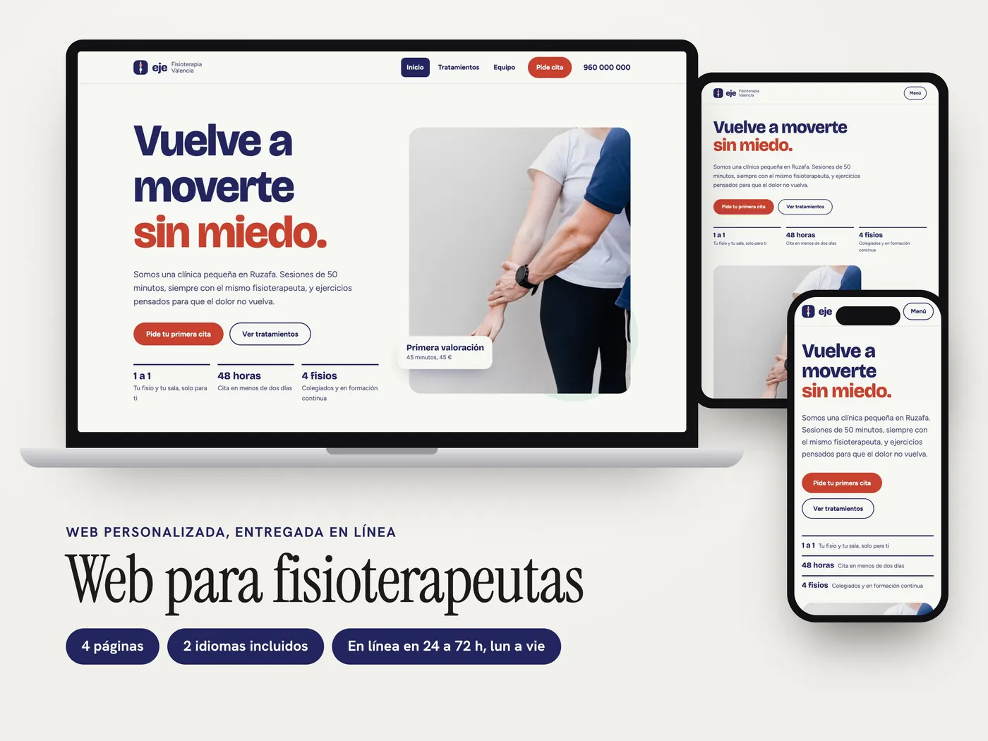 Eje Fisioterapia, Personalized website, view 1