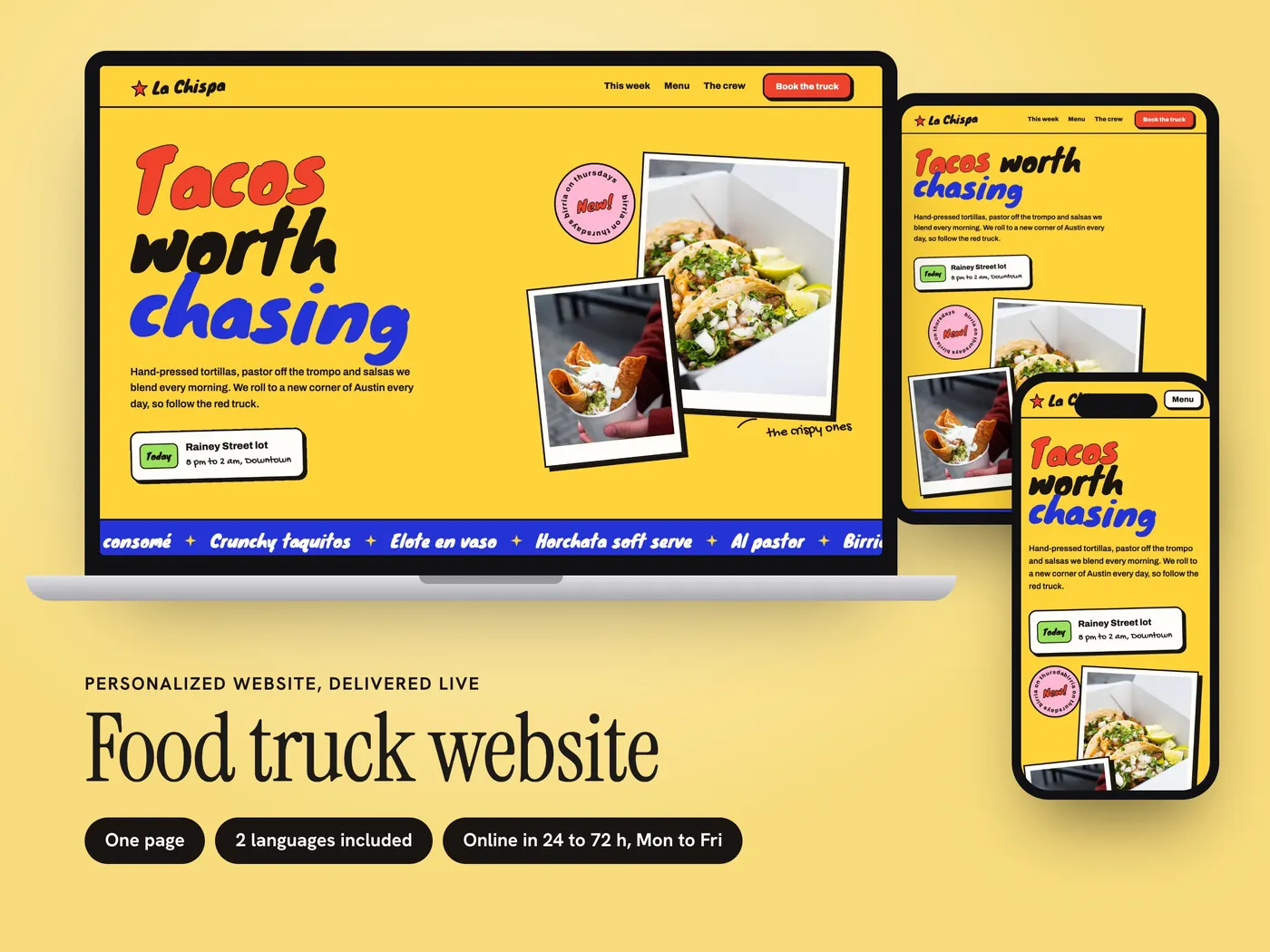 La Chispa Taco Truck, Personalisierte Website, view 1