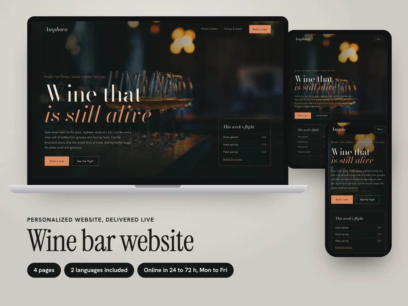 Amphora, Personalized website, view 1