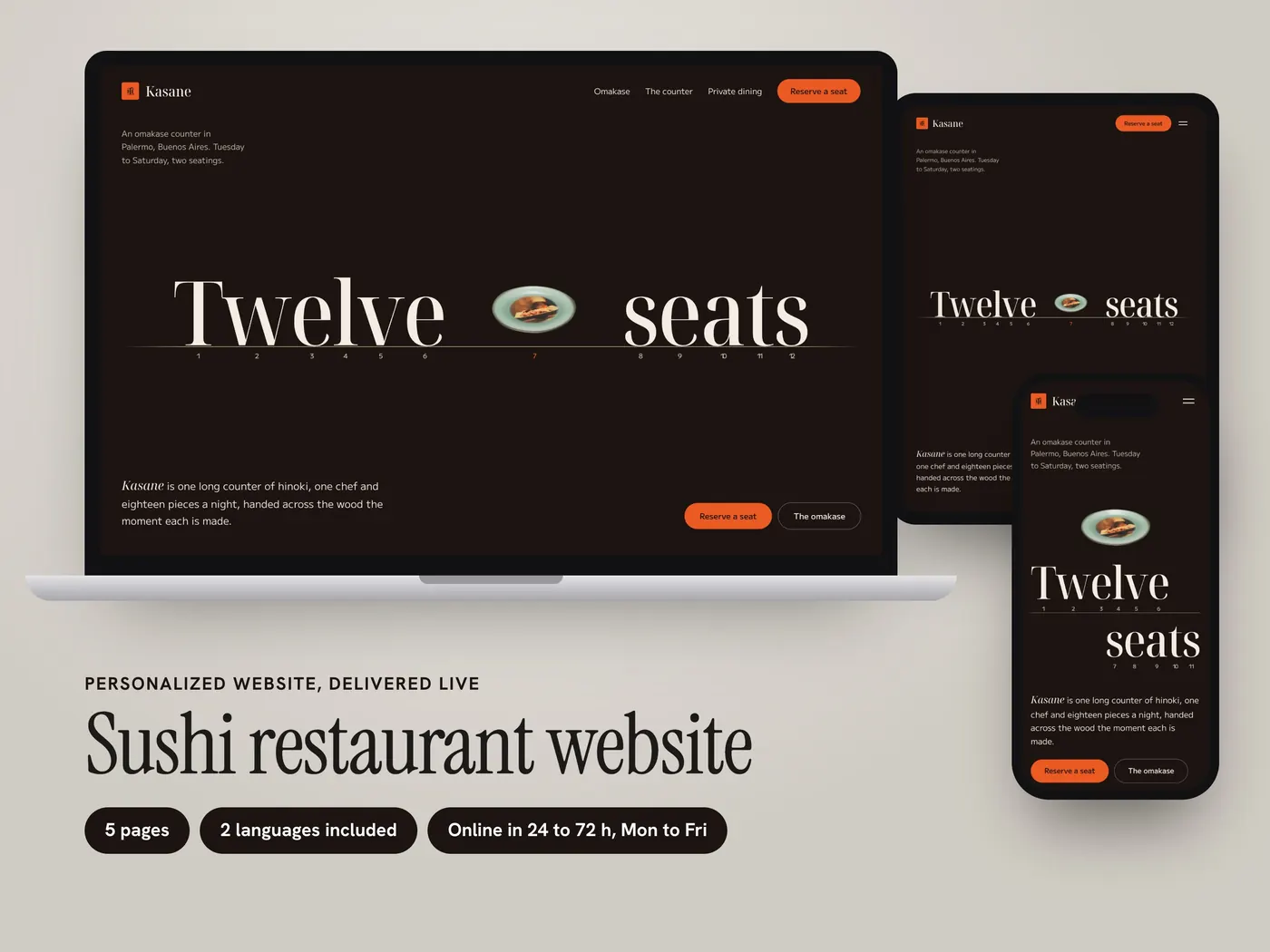 Kasane, Personalized website, view 1