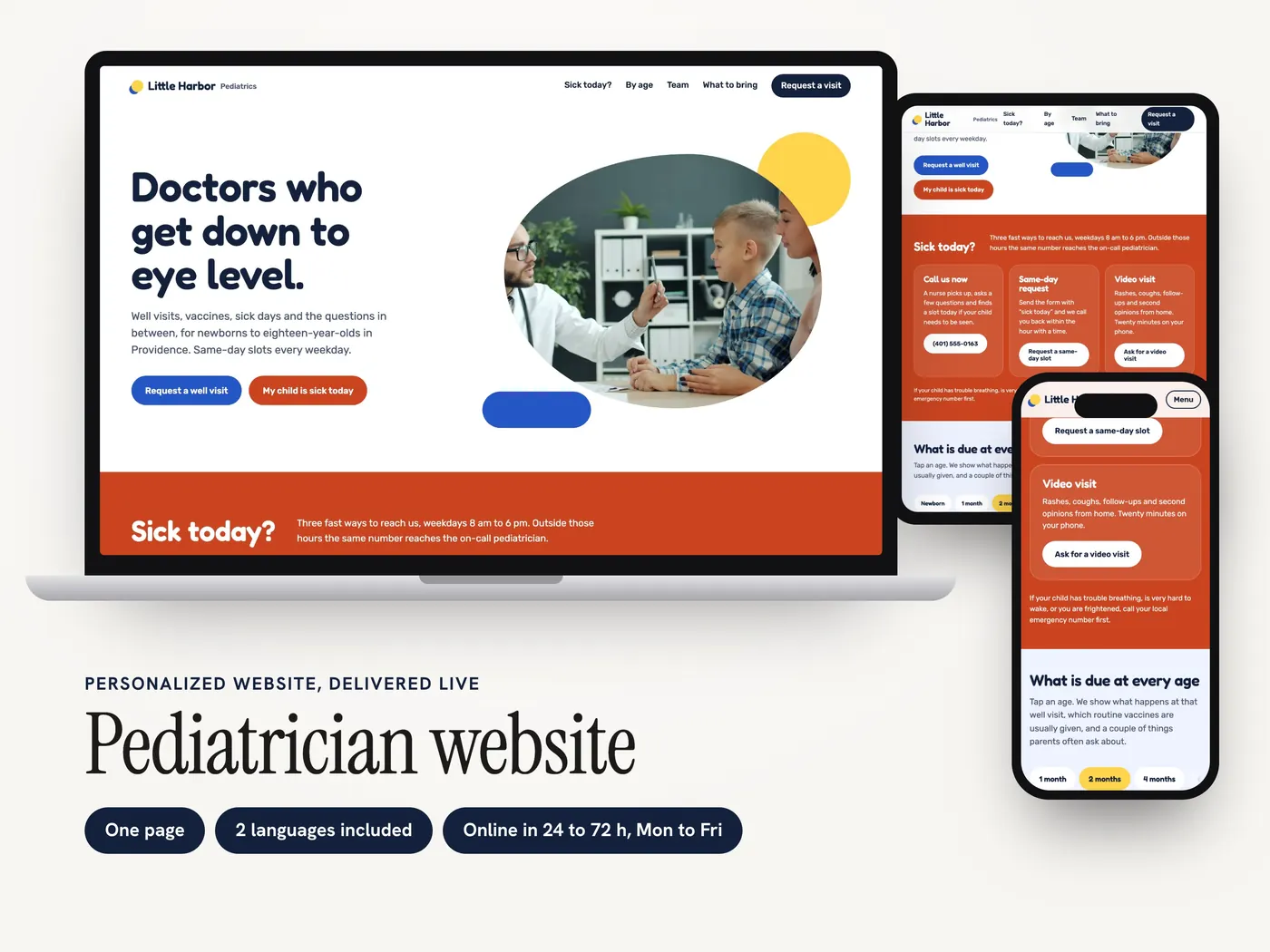 Little Harbor Pediatrics, Personalized website, view 1