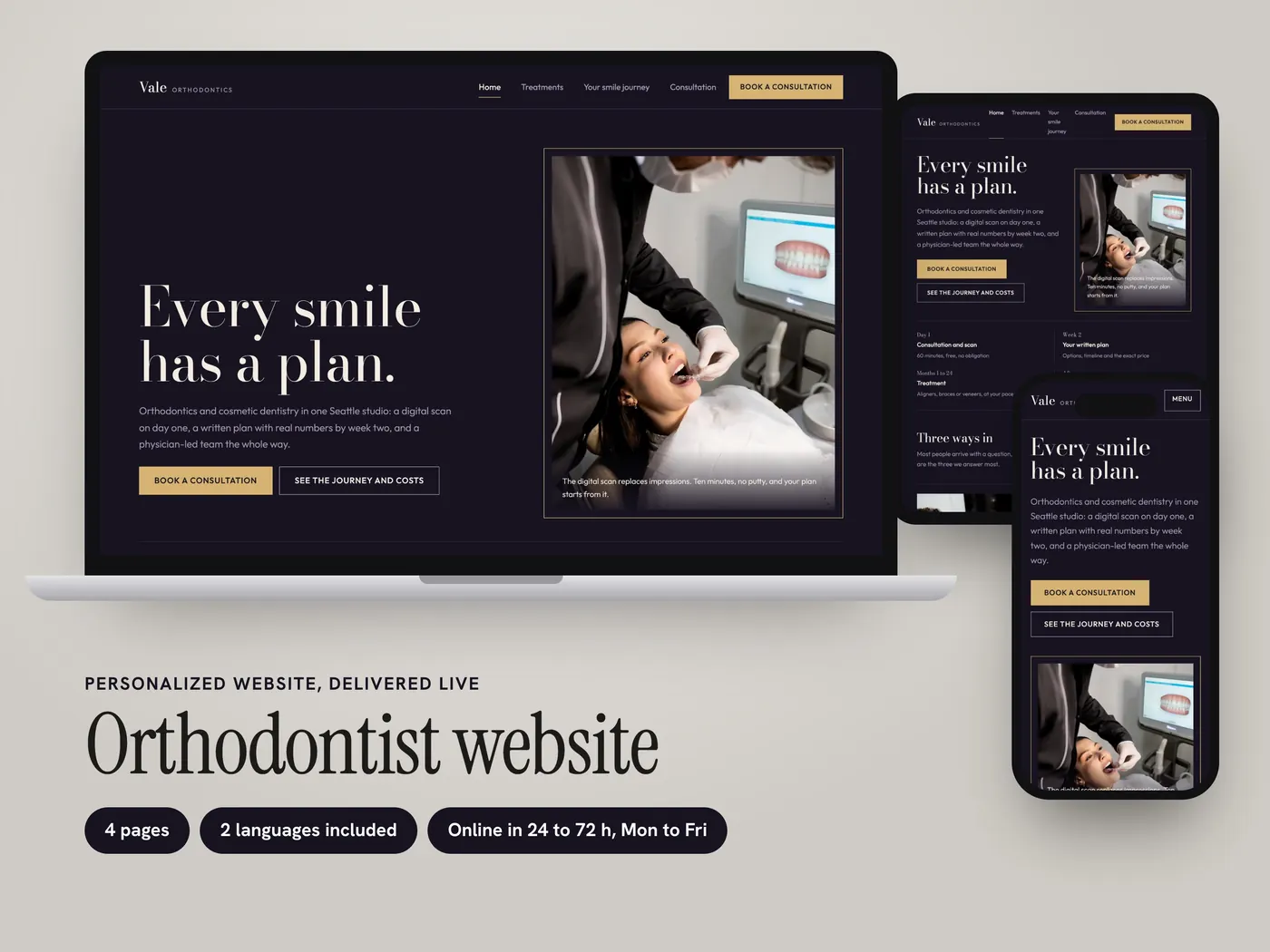 Vale Orthodontics, Personalized website, view 1