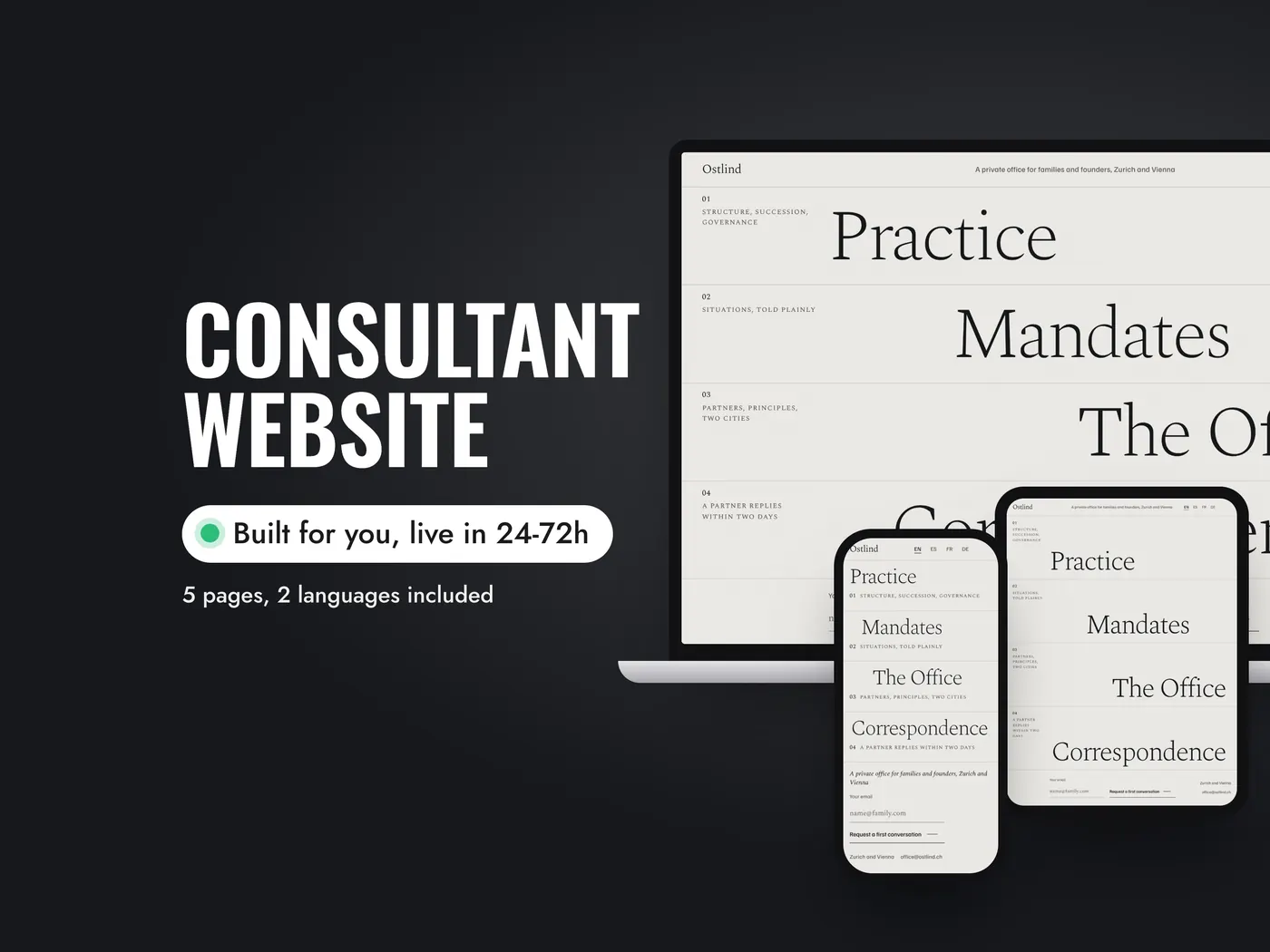 OSTLIND, Personalized website, view 1