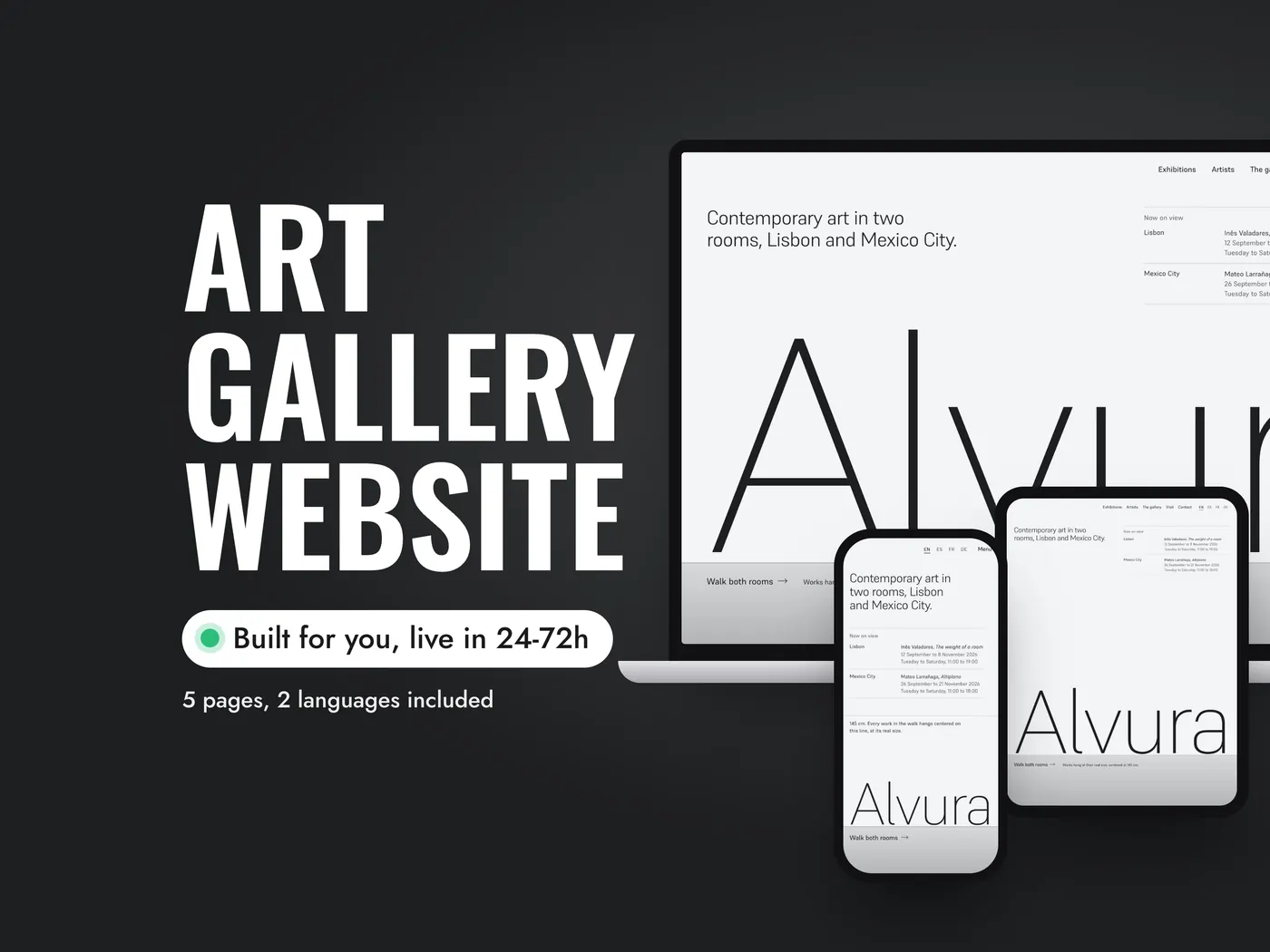 ALVURA, Personalized website, view 1