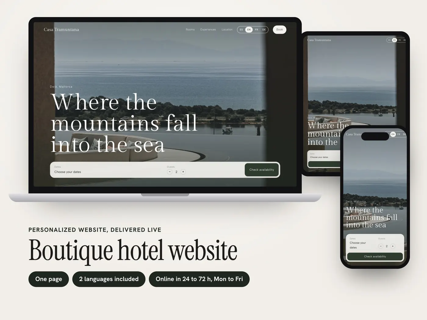Casa Tramuntana, Personalized website, view 1