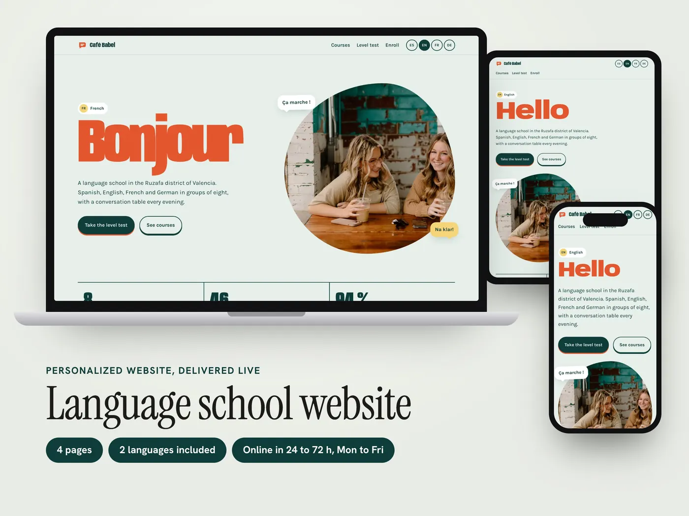 Café Babel, Personalized website, view 1