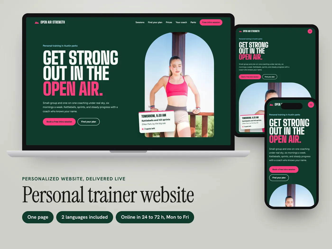 Open Air Strength, Personalized website, view 1