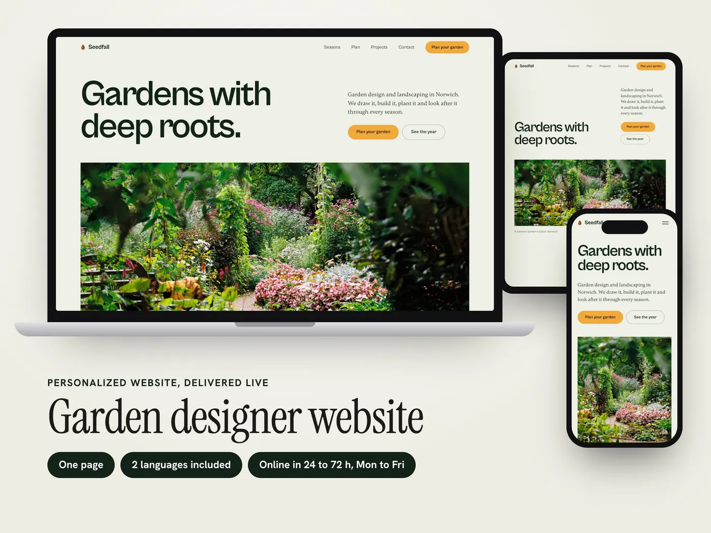 Seedfall Garden Studio, Personalized website, view 1