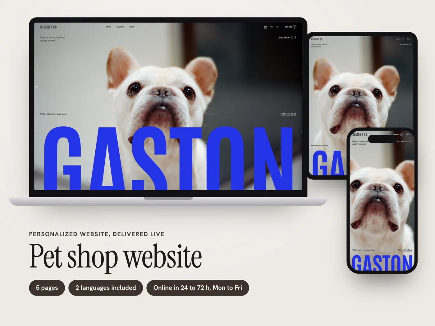 Gaston & Co., Personalized website, view 1