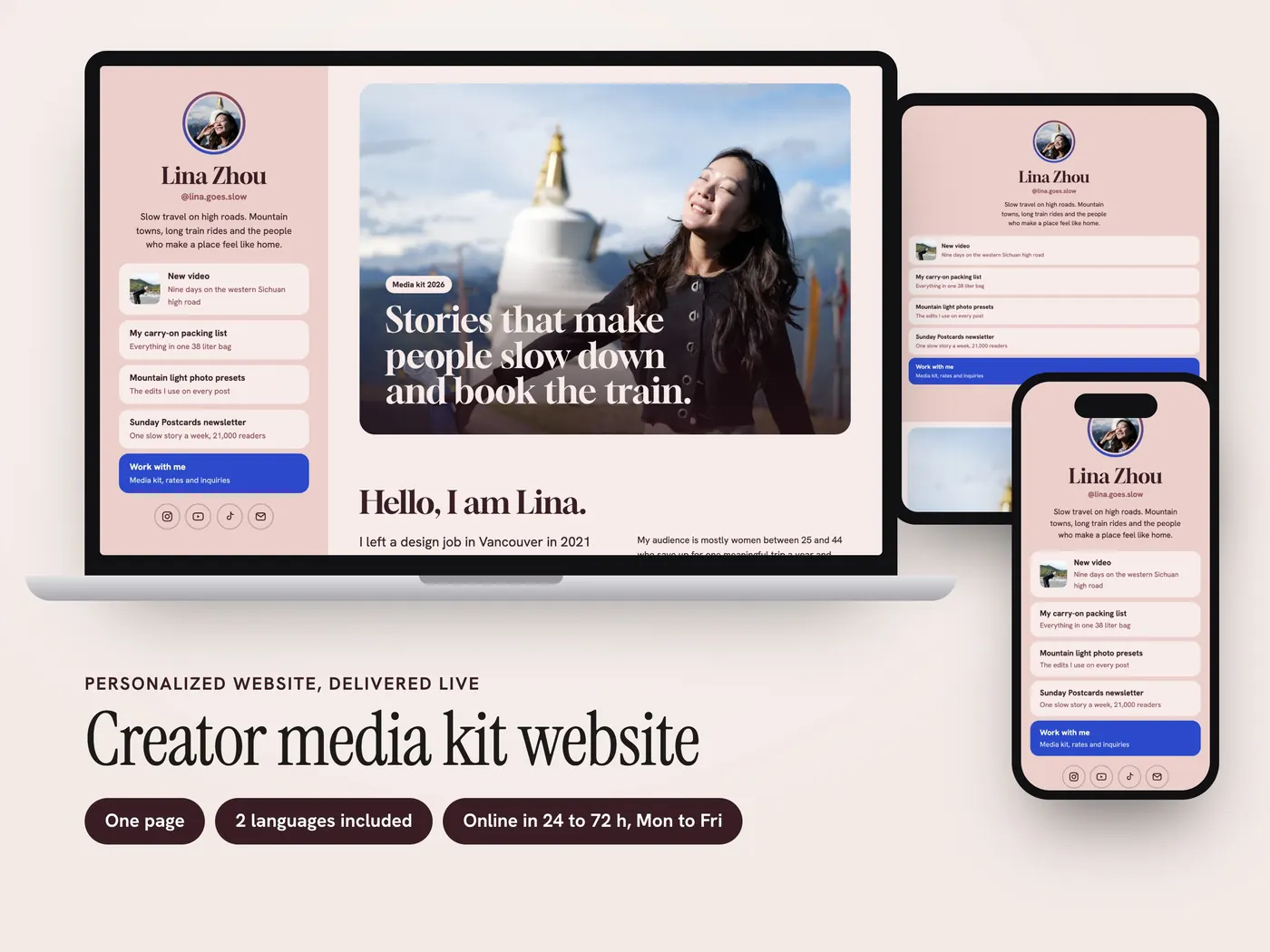 Lina Zhou, Personalized website, view 1