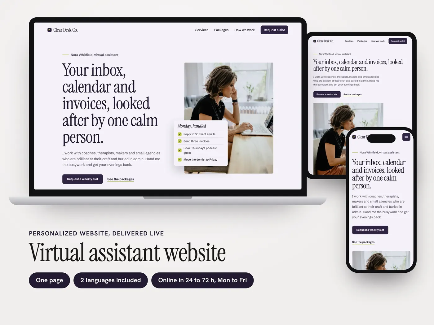 Clear Desk Co., Personalized website, view 1