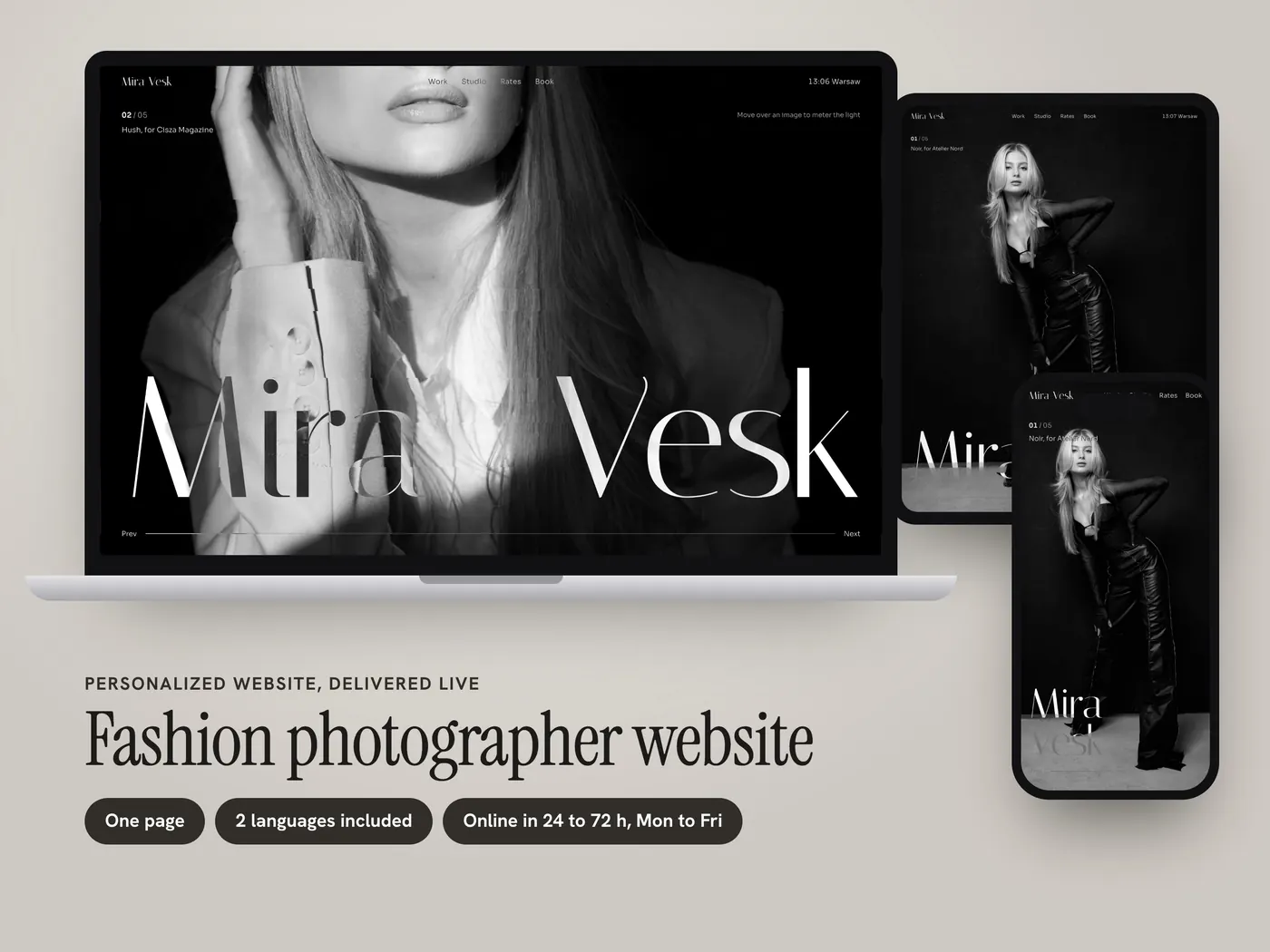Mira Vesk, Personalized website, view 1