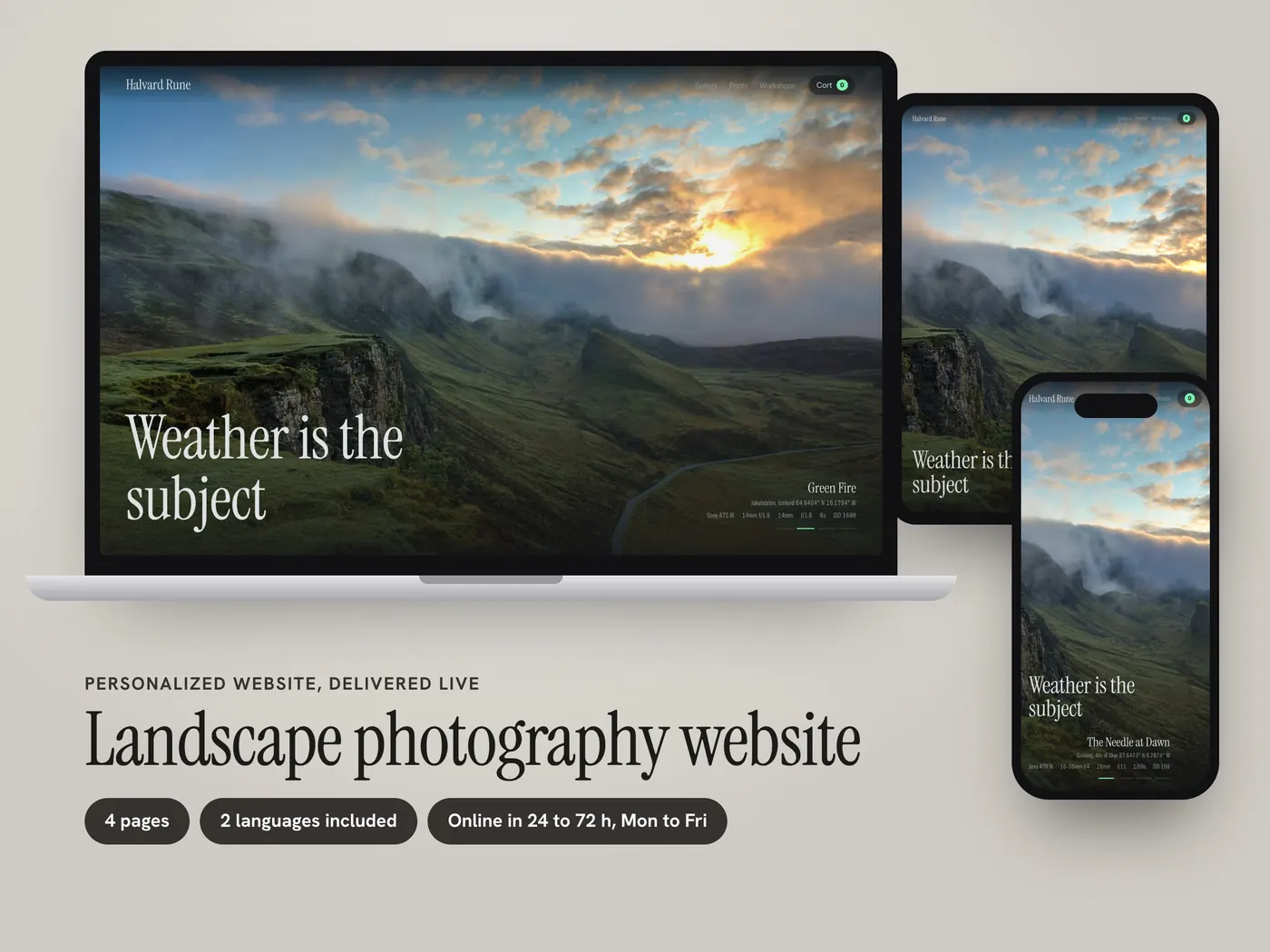 Halvard Rune, Personalized website, view 1