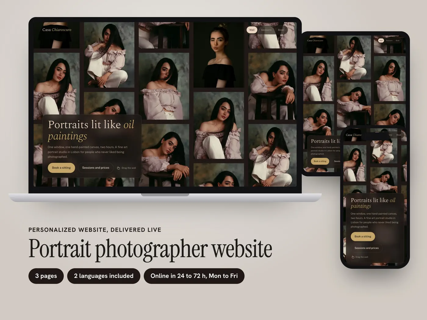 Casa Chiaroscuro, Personalized website, view 1