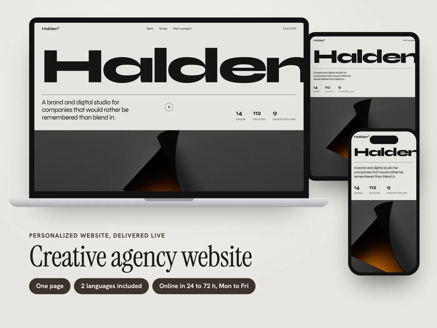 Studio Halden, Personalized website, view 1
