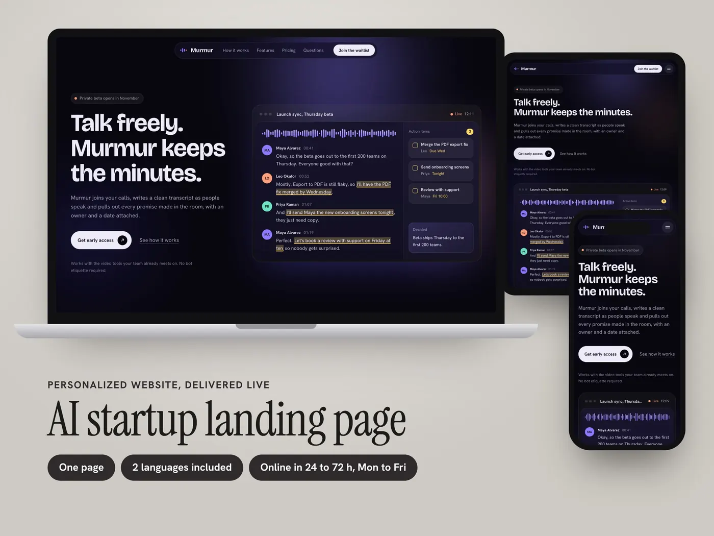 Murmur, Personalized website, view 1