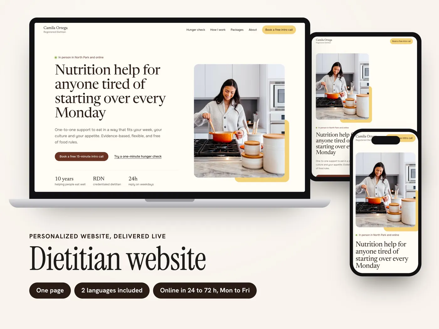 Camila Ortega, Personalized website, view 1