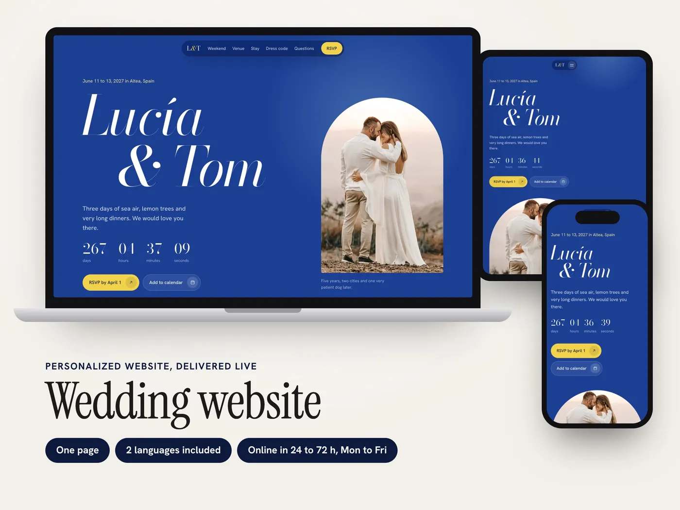 Lucía & Tom, Personalized website, view 1