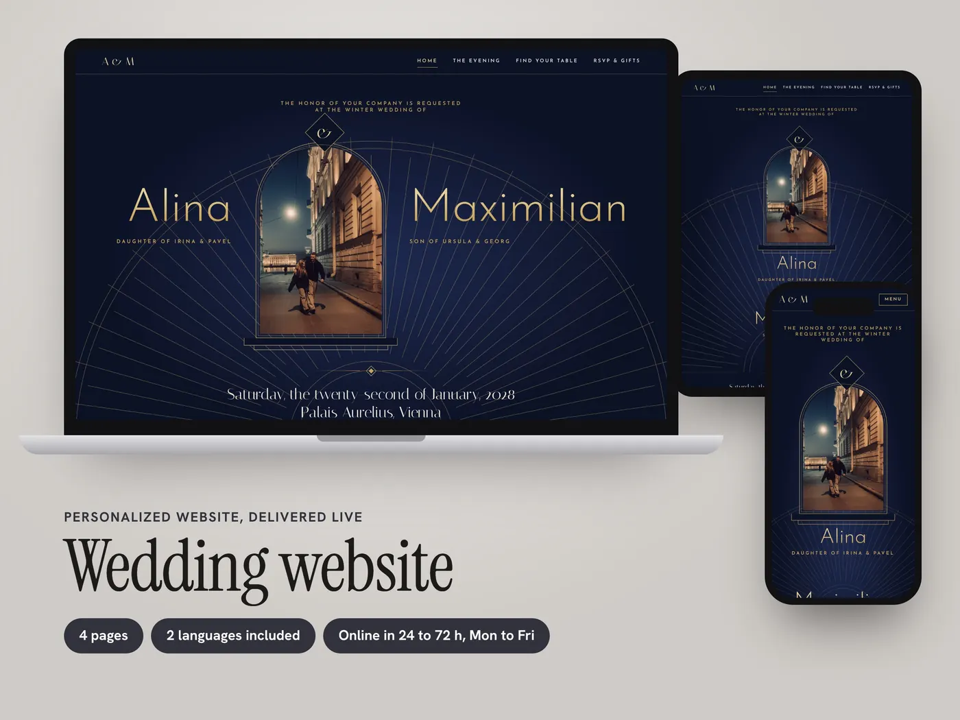 Alina & Maximilian, Personalized website, view 1