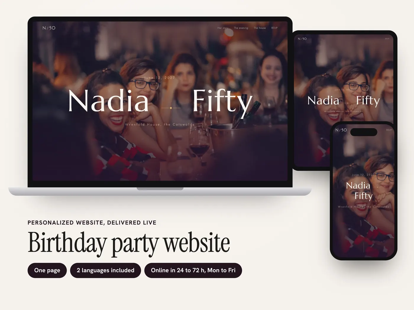 Nadia at Fifty, Personalized website, view 1