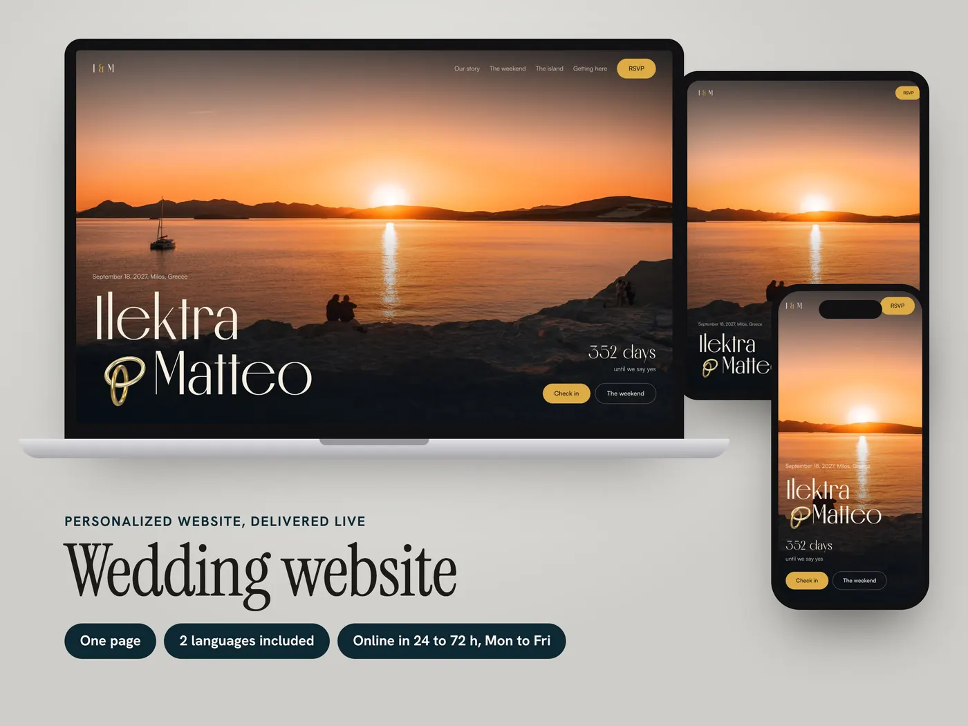 Ilektra & Matteo, Personalized website, view 1