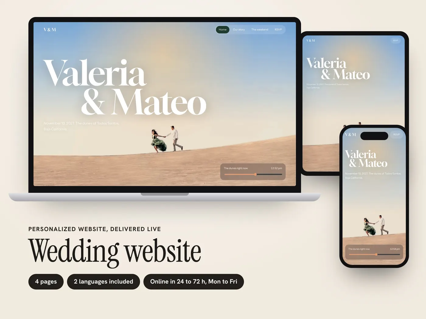 Valeria & Mateo, Personalized website, view 1