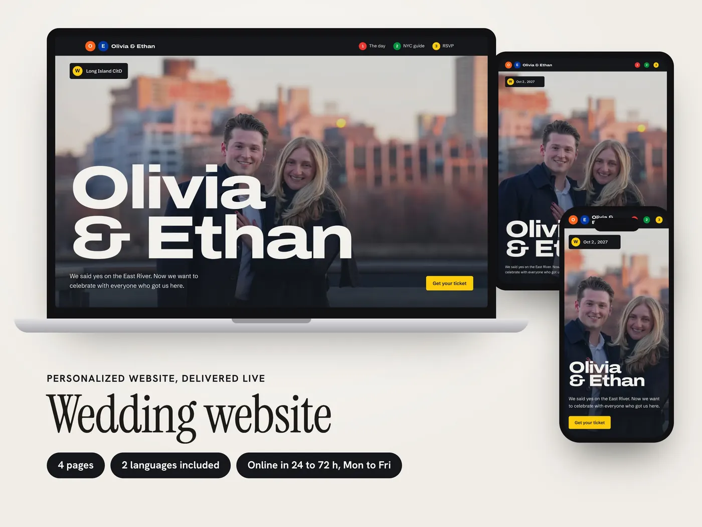 Olivia & Ethan, Personalized website, view 1