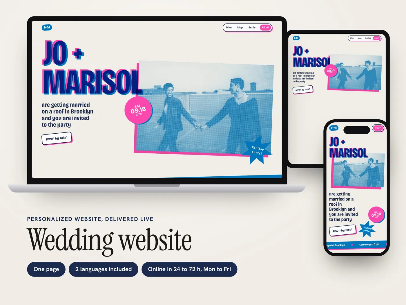 Jo & Marisol, Personalized website, view 1