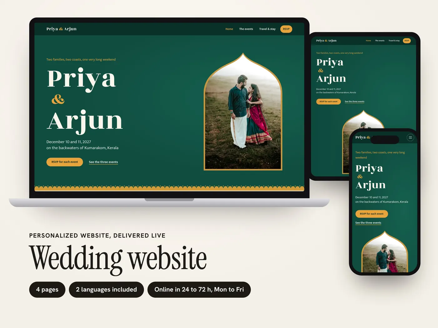 Priya & Arjun, Personalized website, view 1