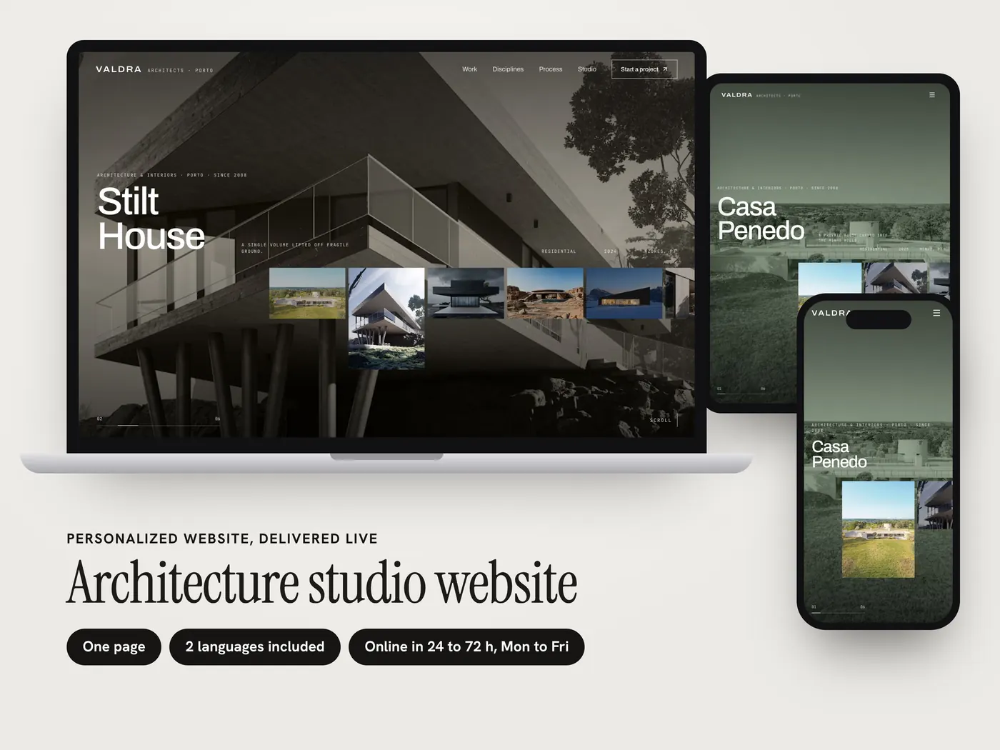 Valdra Architects, Personalized website, view 1