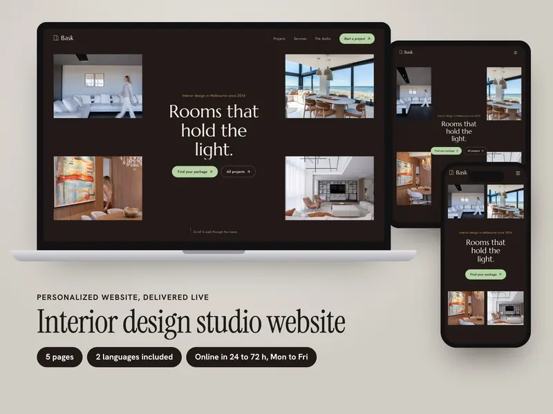 Bask Interiors: Personalized website, Premium Collection
