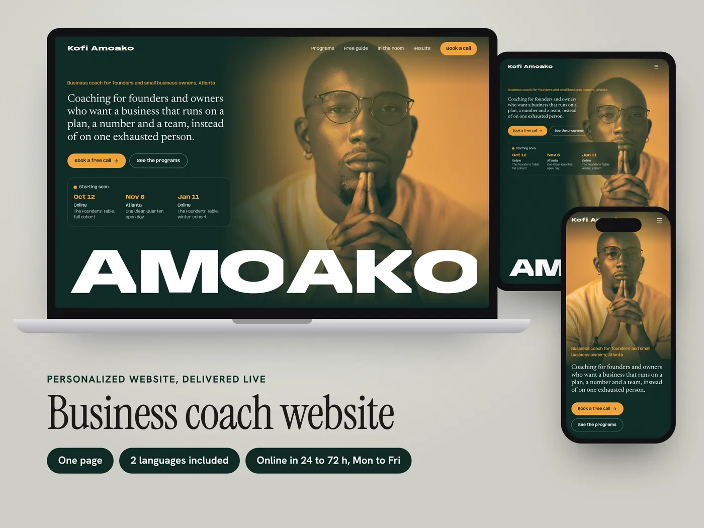 Kofi Amoako, Personalized website, view 1