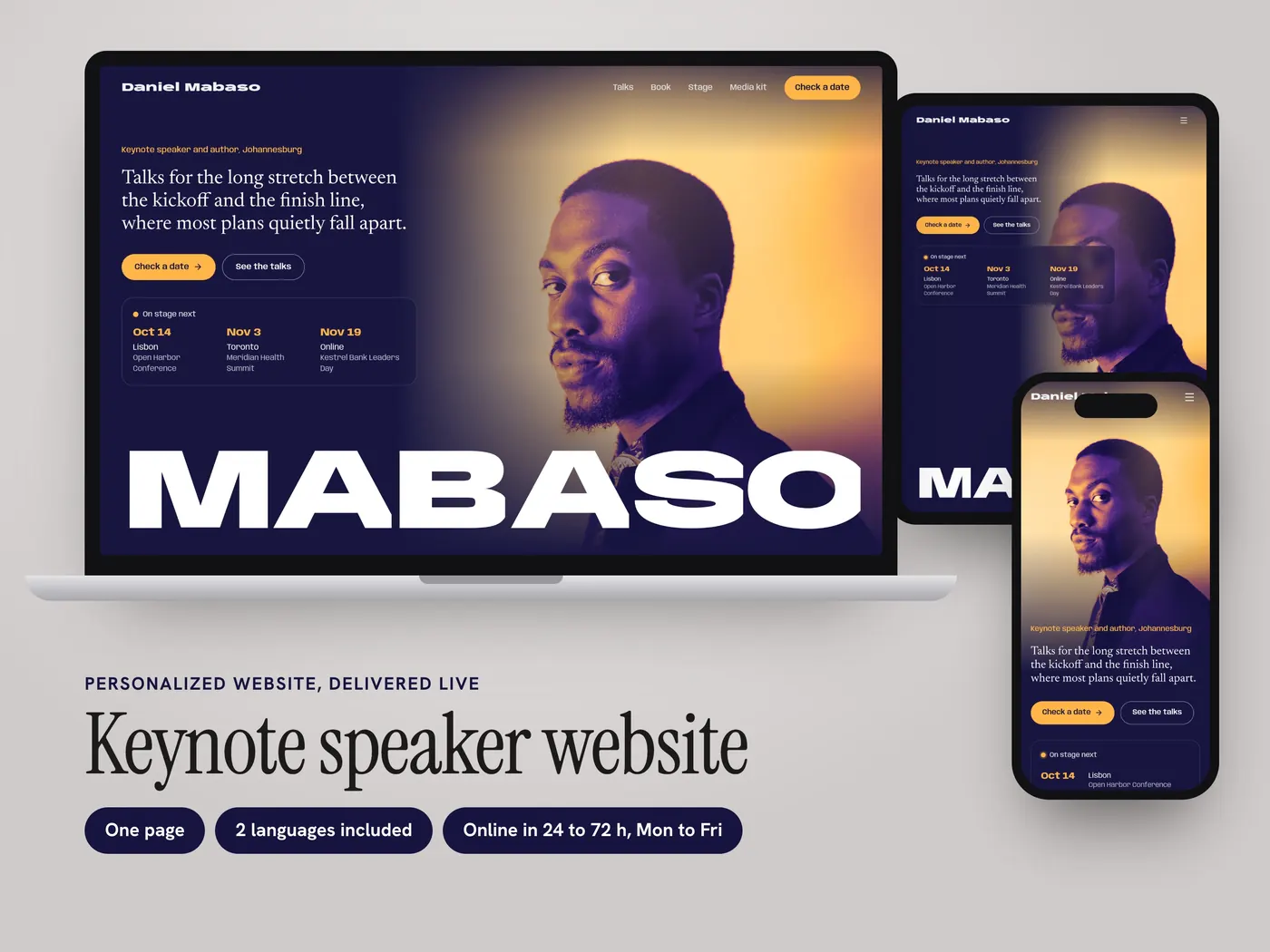 Daniel Mabaso, Personalized website, view 1