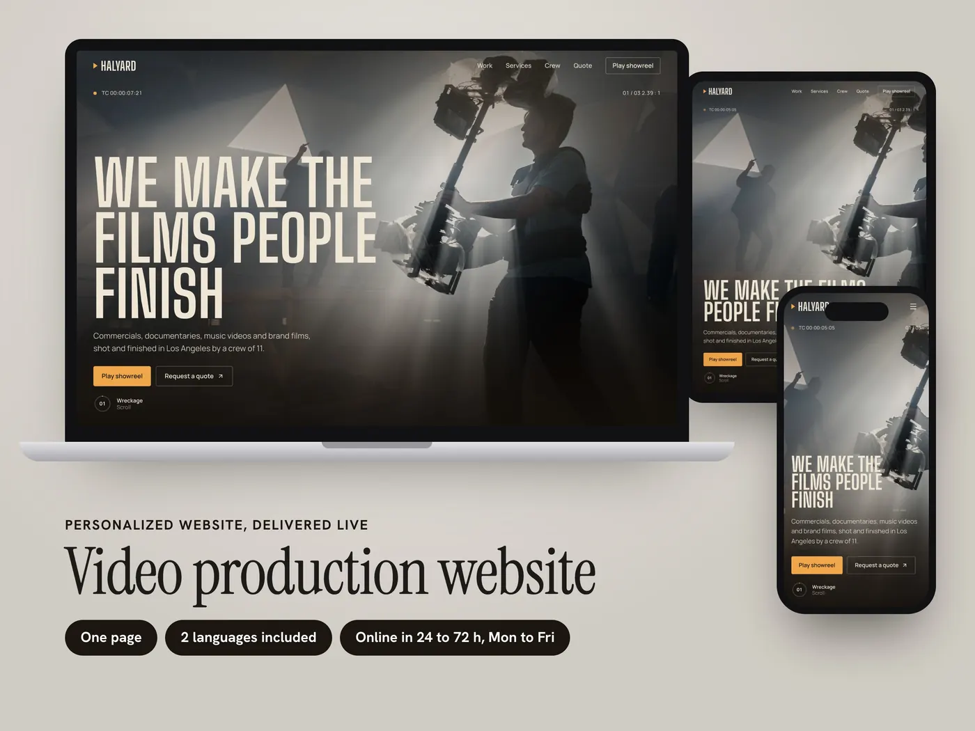 Halyard Pictures, Personalized website, view 1