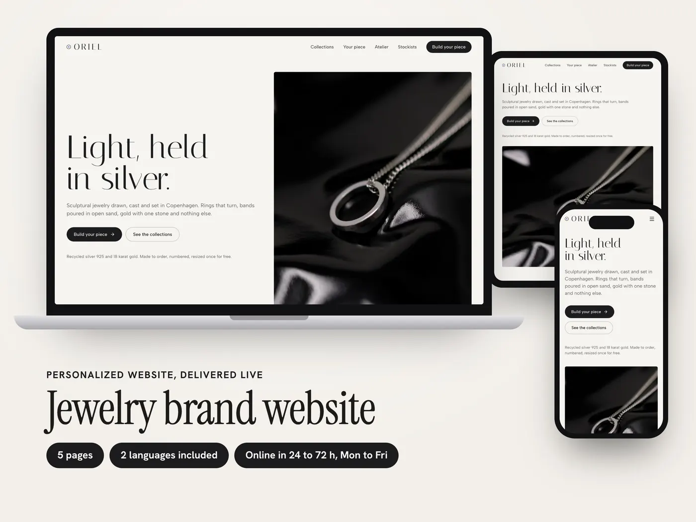 Oriel, Personalized website, view 1